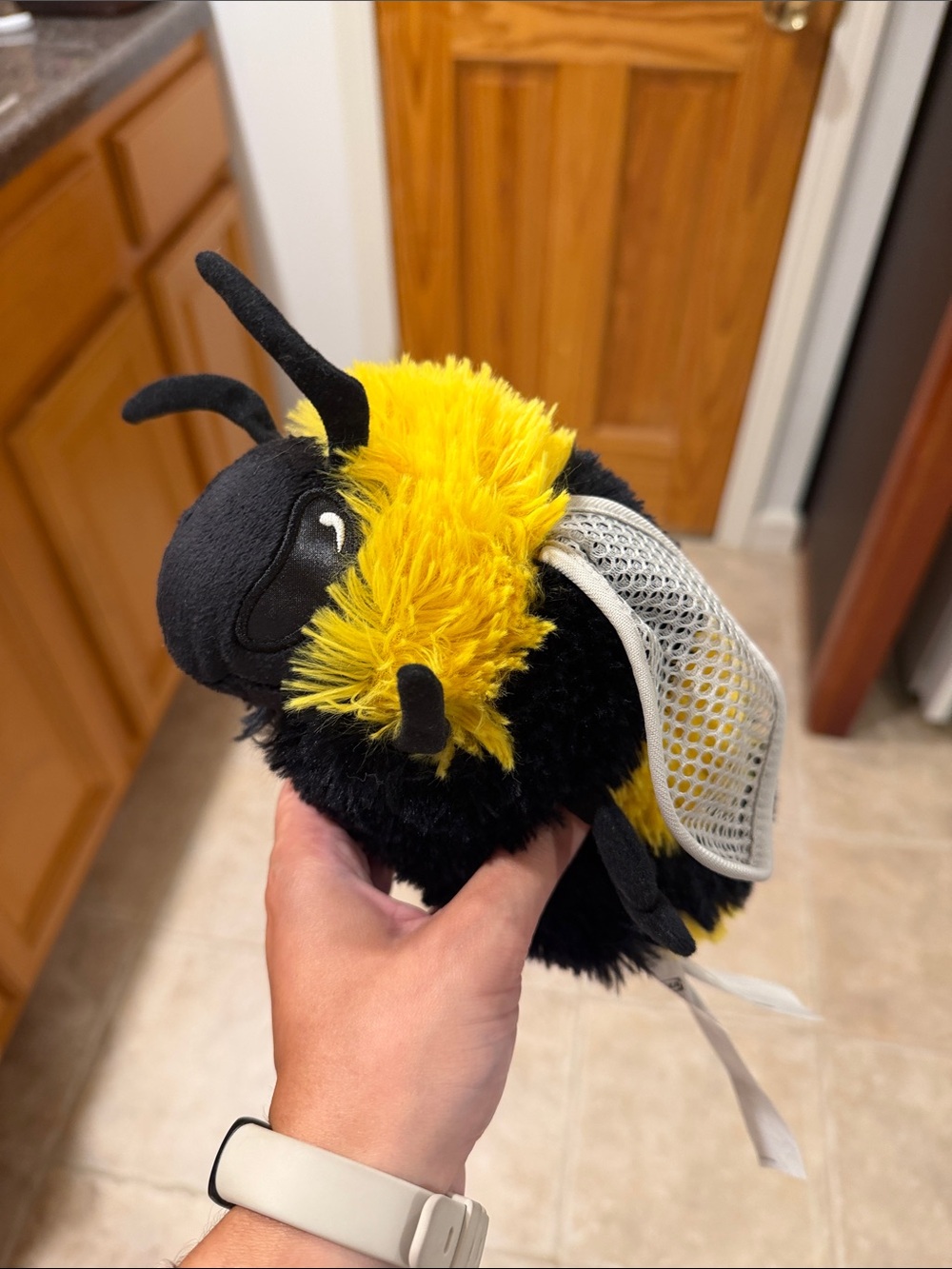 IKEA Plush Bumble Bee Bird Toy - Black & Yellow